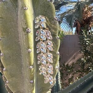 Sparkling Leaf Crystal earrings from Lulus. Gold backs.